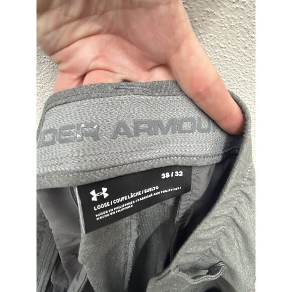 Under Armour Chino Pants Mens 38x32 Gray Golf Stretch Loose Tapered Waistband - Picture 6 of 6